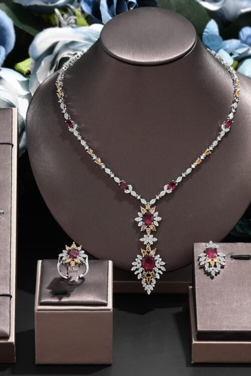 Glamorous  Aaa Zircon Designer Necklace, Ring & Earring Set -NEC142