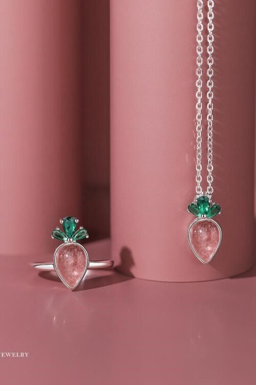 S925 Silver with Zirconia Inlay Rhodium plated Pendant Set-PDN008