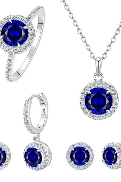 S925 Silver with Zirconia Inlay Rhodium plated Pendant Set-PDN032
