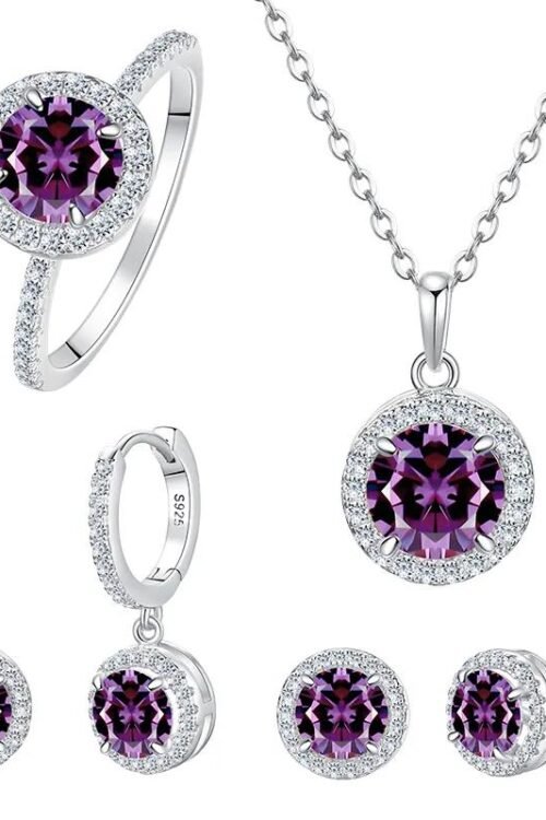 S925 Silver with Zirconia Inlay Rhodium plated Pendant Set-PDN033