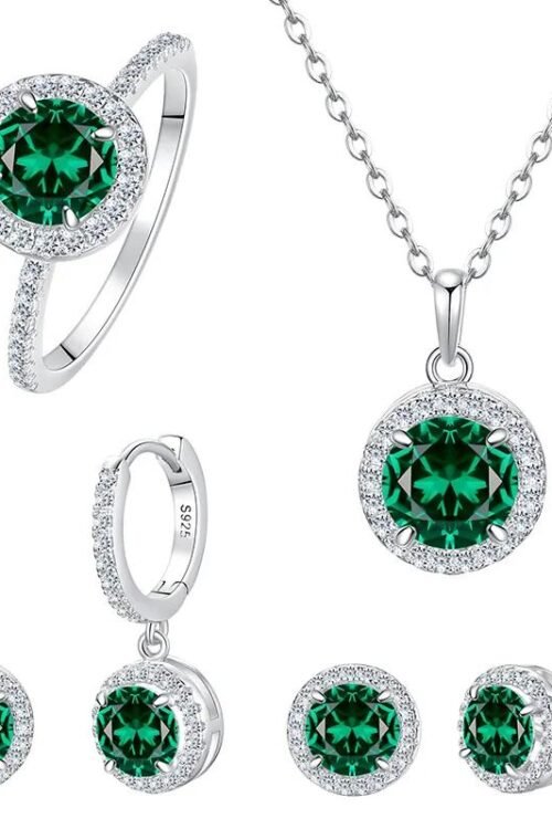 S925 Silver with Zirconia Inlay Rhodium plated Pendant Set-PDN034
