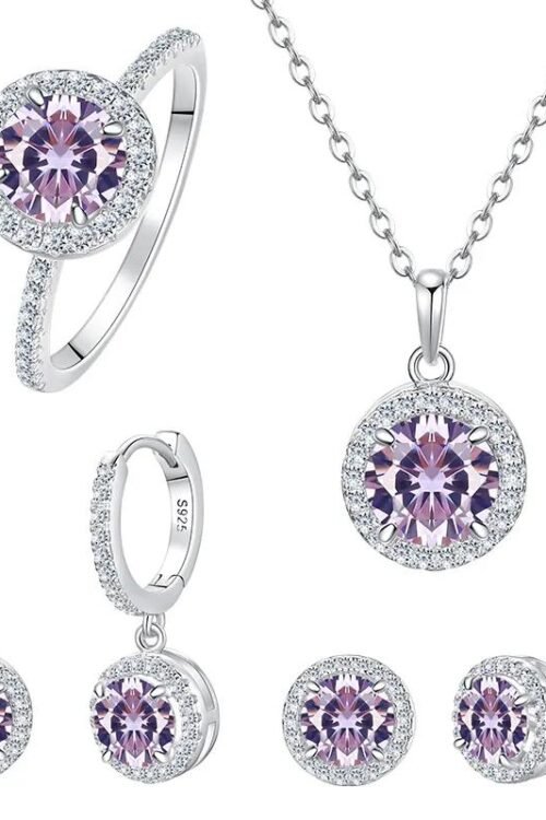 S925 Silver with Zirconia Inlay Rhodium plated Pendant Set-PDN035