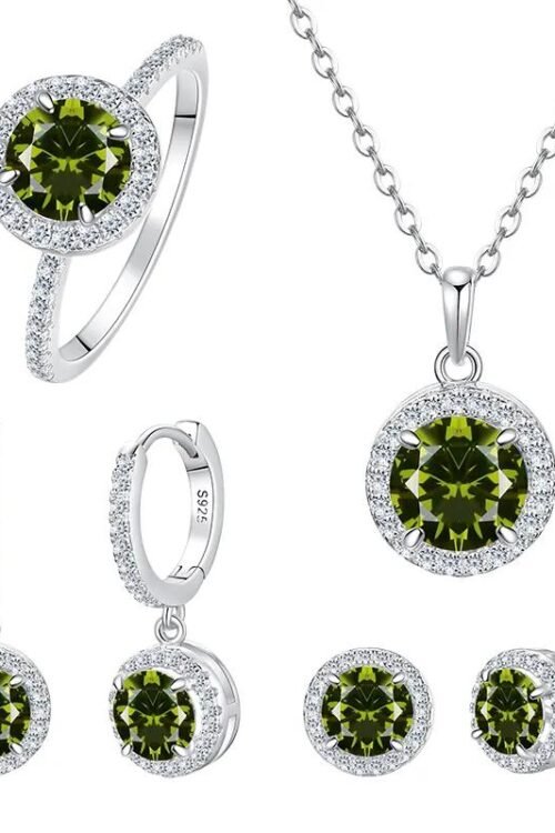 S925 Silver with Zirconia Inlay Rhodium plated Pendant Set-PDN036