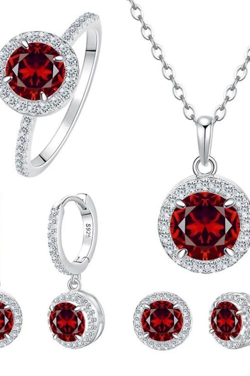 S925 Silver with Zirconia Inlay Rhodium plated Pendant Set-PDN038