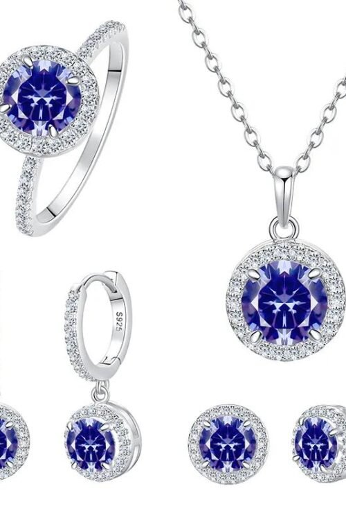 S925 Silver with Zirconia Inlay Rhodium plated Pendant Set-PDN039