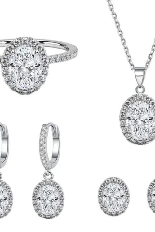 S925 Silver with Moissanite Inlay Rhodium plated Pendant Set-PDN042