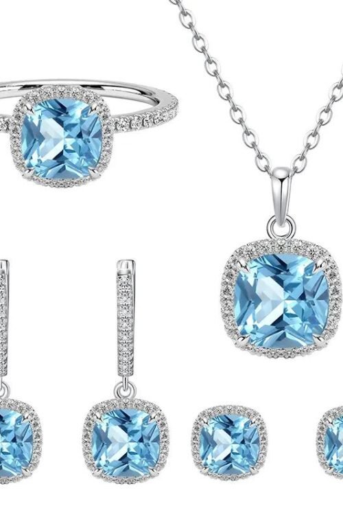 S925 Silver with Zirconia Inlay Rhodium plated Pendant Set-PDN043