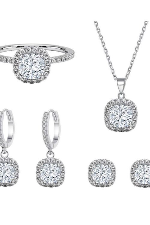 SS925 Silver Moissanite Inlay Rhodium plated Pendant Set-PDN044
