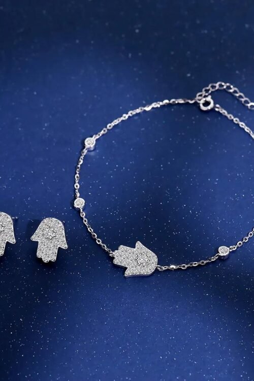 S925 Silver with Zirconia Inlay Rhodium plated Pendant Set-PDN054