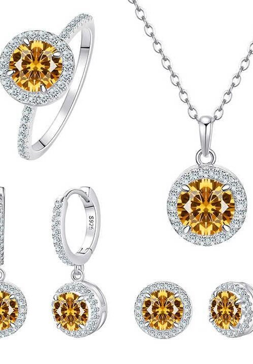 S925 Silver with Zirconia Inlay Rhodium plated Pendant Set-PDN066