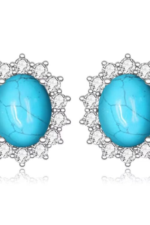 925 Sterling SilverTurquoise Stud Earrings- EA112
