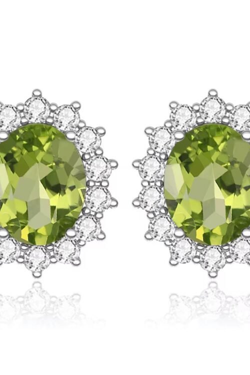 925 Sterling Silver Peridot Stud Earrings- EA115