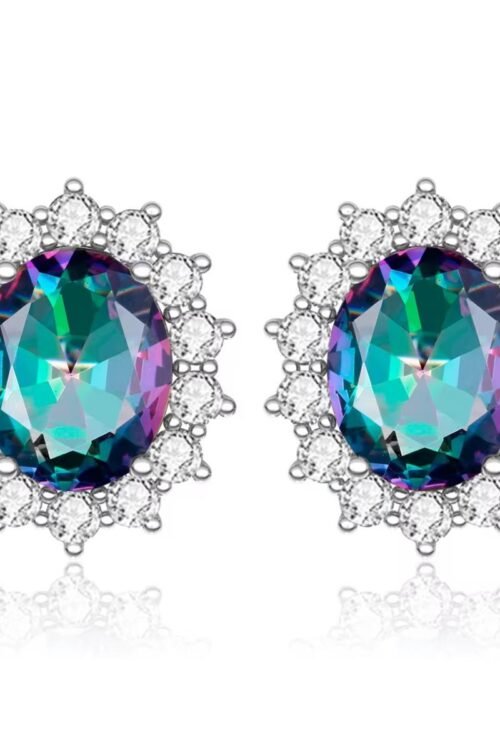 925 Sterling Silver Mystic Topaz Stud Earrings- EA116
