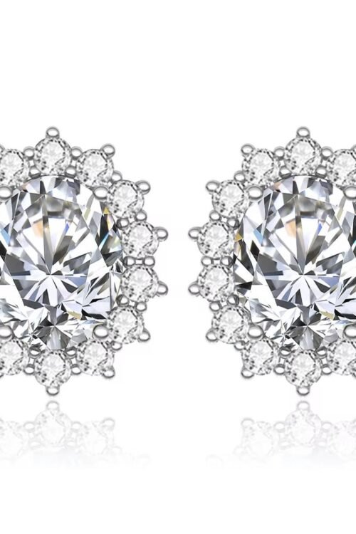 925 Sterling Silver White Zircon Stud Earrings- EA120