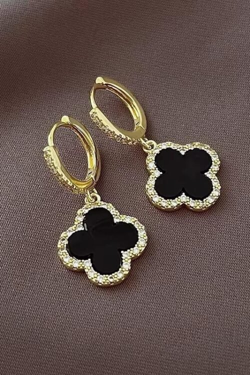 Four leaf Clover Hoop Earrings-EA121