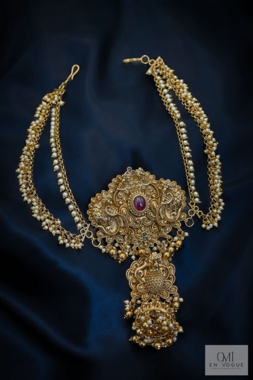 2 layered pearl Mattal with hair piece-BMT004
