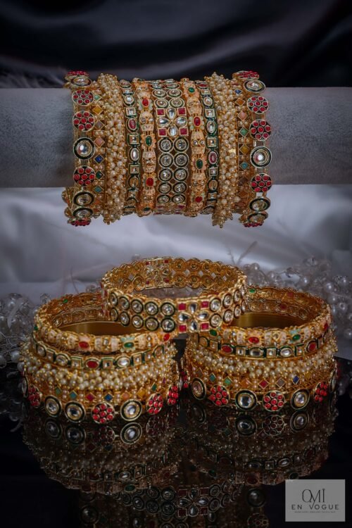 Parineeti Authentic Kundan & Pearl Bangle Set – Royal Heritage Edition -BAN261