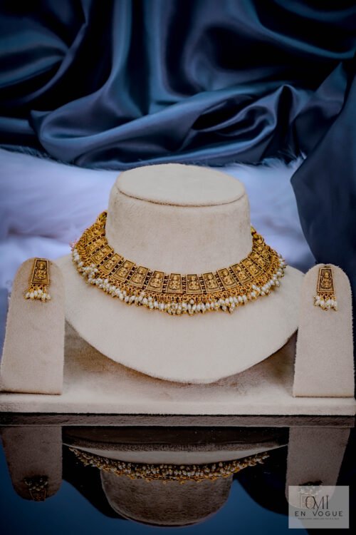 Pearl Rice Temple Necklace Set -NEC574