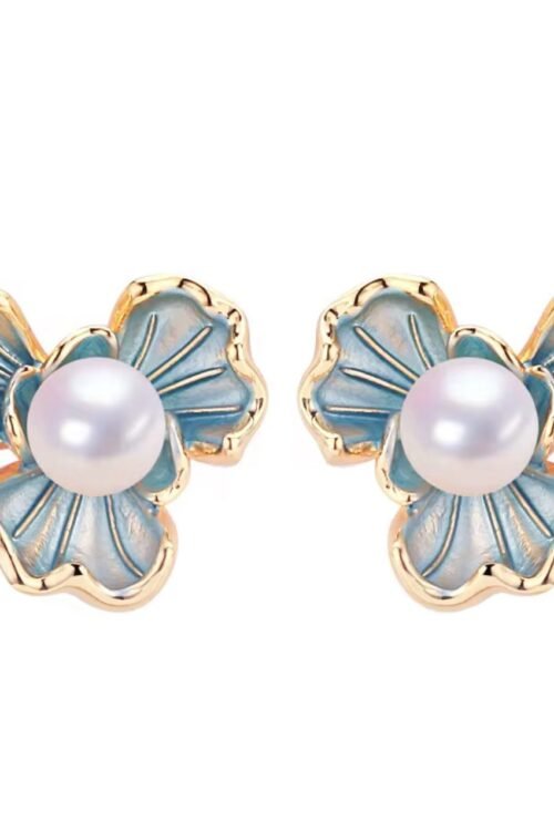 18 K Gold plated S925 with Freshwater Pearl Earrings-EA008