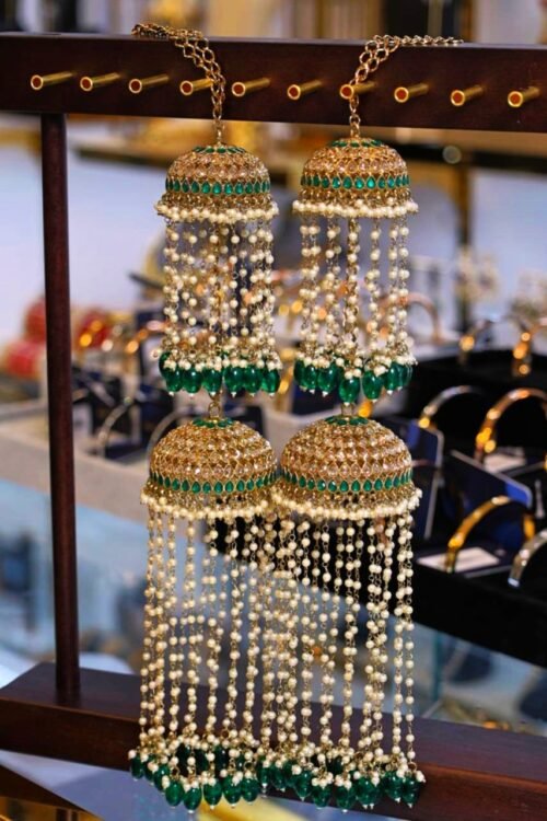 Royal Emerald Kundan Bangle Jhumka Set-BJK002