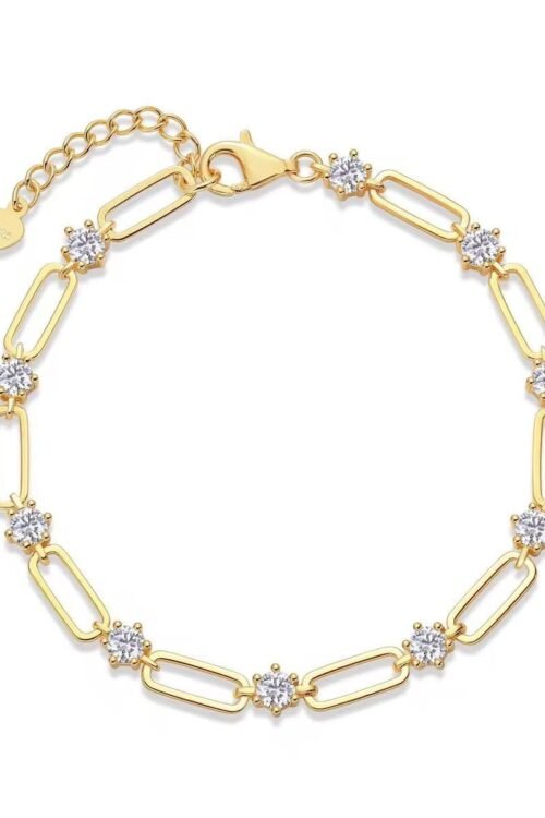 18 K gold plated S925 Silver Moissanite Inlay Bracelet-BAN291