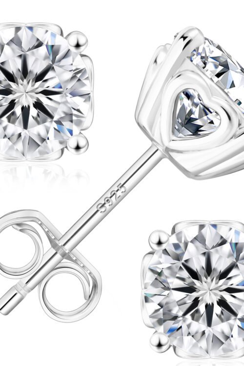 Moissanite Earring stud in S925 silver-KRKC-0317-MO-ER-SL-5mm