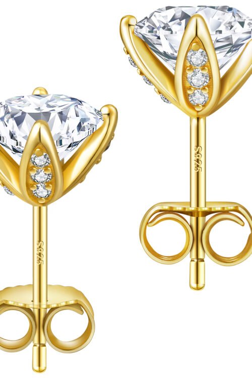 Moissanite Earring stud in S925 silver-KRKC-0331-MO-ER-GD