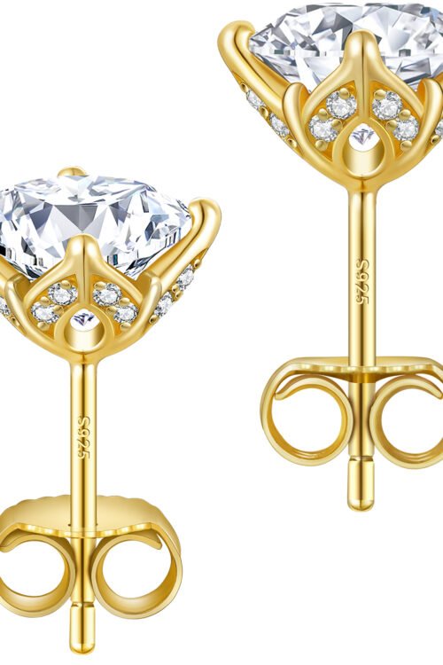 Moissanite Earring stud in S925 silver-KRKC-0333-MO-ER-GD