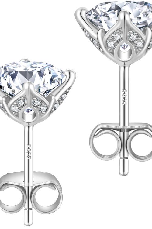 Moissanite Earring stud in S925 silver-KRKC-0333-MO-ER-SL