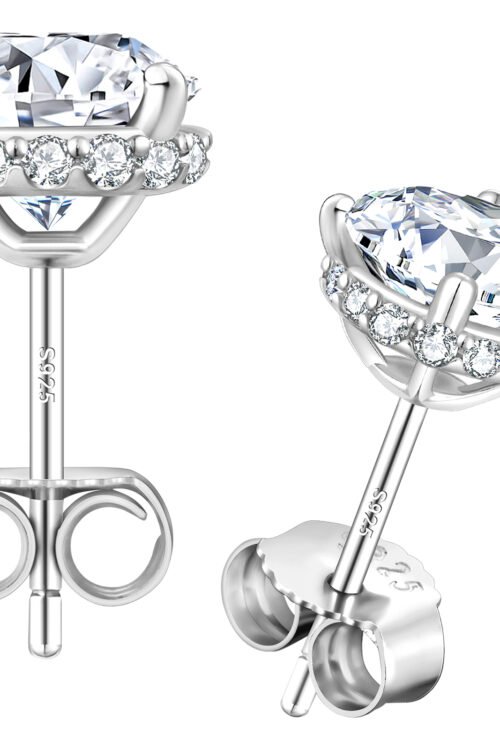 Moissanite Earring stud in S925 silver-KRKC-0334-MO-ER-SL