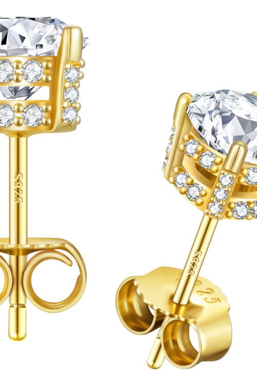 Moissanite Earring stud in S925 silver-KRKC-0335-MO-ER-GD
