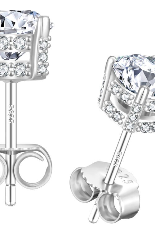 Moissanite Earring stud in S925 silver-KRKC-0335-MO-ER-SL