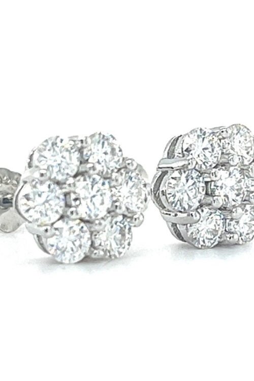 Moissanite Earring stud in S925 silver-KRKC-0336-MO-ER-SL-7.5mm