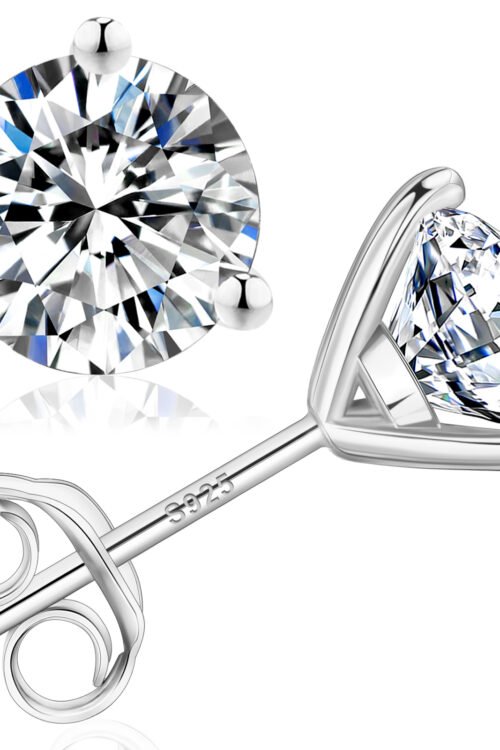 0.3/0.5/0.8/1.0/1.5 Carats *2 Round 3-Prong Setting Excellent VVS1 Moissanite Earrings 0213