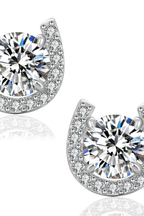Moissanite Earring stud in S925 silver-KRKC-0295-ER-MO-SL
