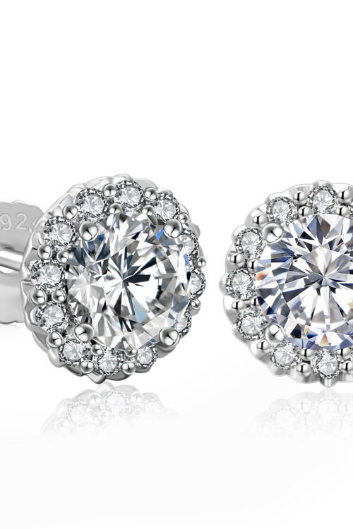 Moissanite Earring stud in S925 silver- KRKC-0298-ER-MO-SL