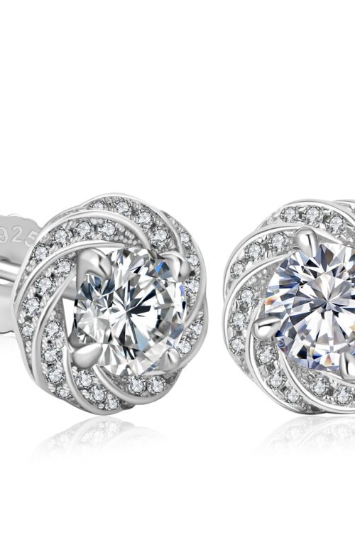 Moissanite Earring stud in S925 silver-KRKC-0302-ER-MO-SL