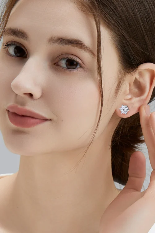 0.3/0.5/0.6/0.8/1.0/1.5 Carats *2 Round Excellent VVS1 Moissanite Earrings 0315