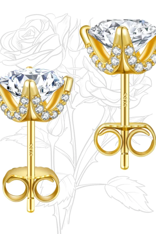 1.0 Carats 6.5 mm *2 Elegance Rose Moissanite Earrings 0332