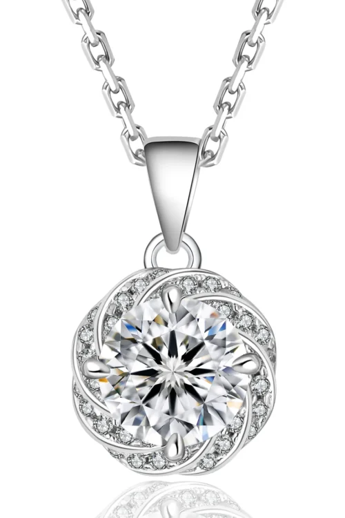 6.5 mm 1 carat VVS1 Moissanite Pendant Necklace for Women 0390