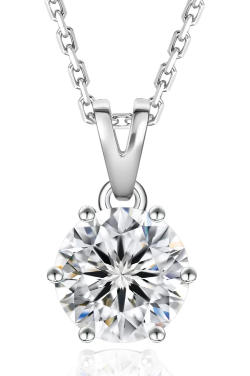 0.5 Carats 5 mm VVS1 Moissanite Round Pendant Necklace for Women 0394