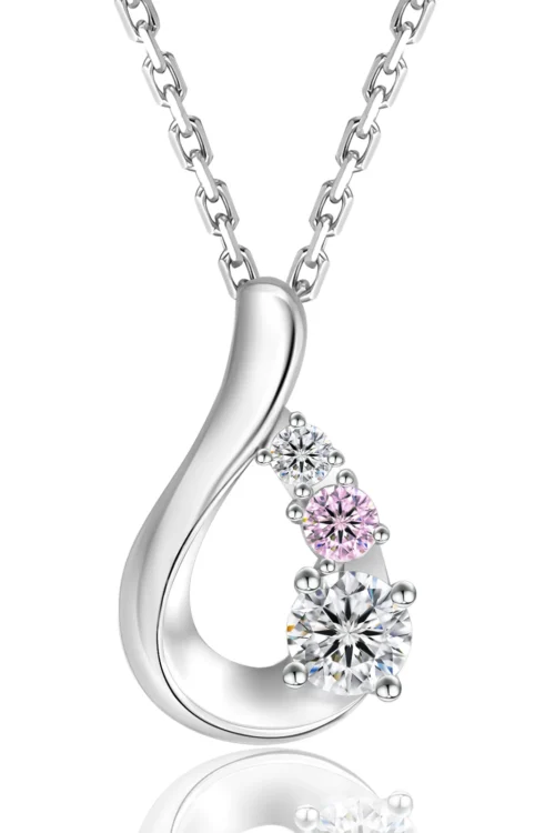 Water Drop VVS1 Moissanite Pendant Necklace for Women 0410 Pink