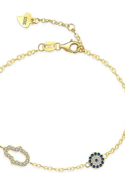 18k Gold Plated on S925 and Silver Evil Eye Bracelet-BAN298