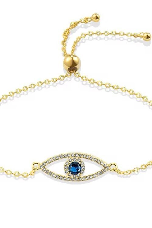 18k Gold Plated on S925 and Silver Evil Eye Bracelet-BAN299