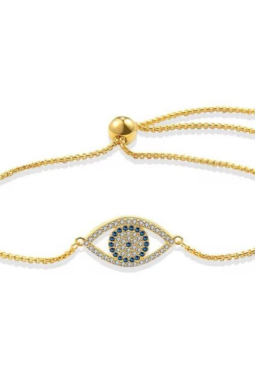 18k Gold Plated on S925 and Silver Evil Eye Bracelet-BAN300