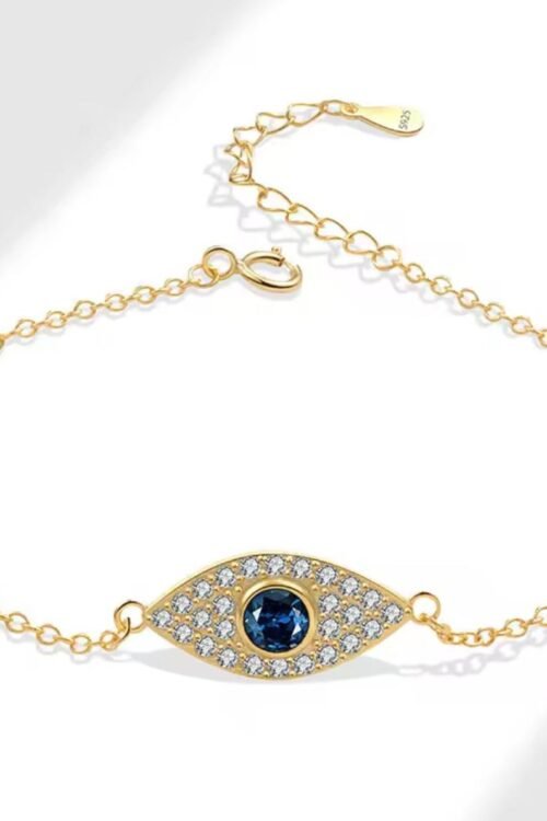 18k Gold Plated on S925 and Silver Evil Eye Bracelet-BAN301