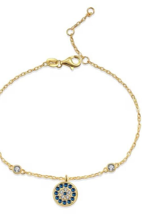 18k Gold Plated on S925 and Silver Evil Eye Bracelet-BAN302