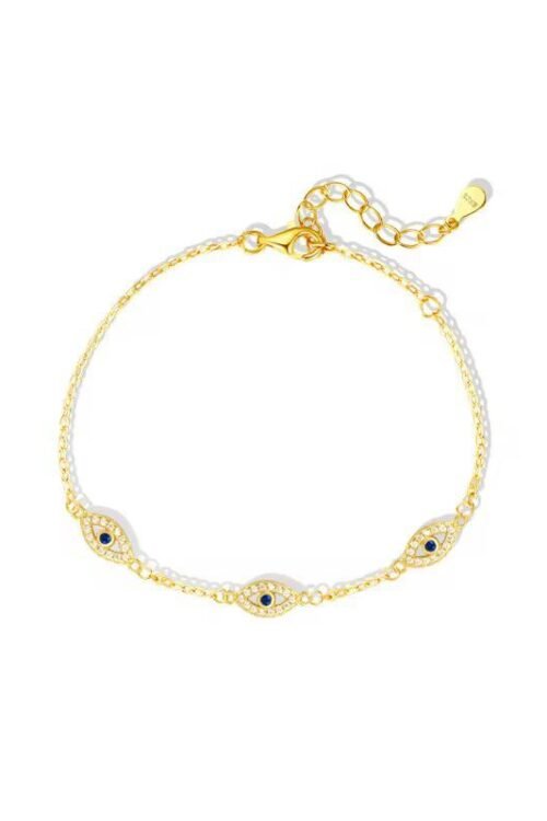 Evil Eye Bracelet 18K Gold Plated S925 Sterling Silver  with Microinlaid Zircons -BAN311