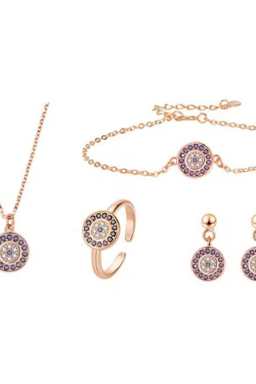 925S EVIL EYE NECKLACE SET-PLATINUM /ROSE GOLD /GOLD PLATED-NEC644