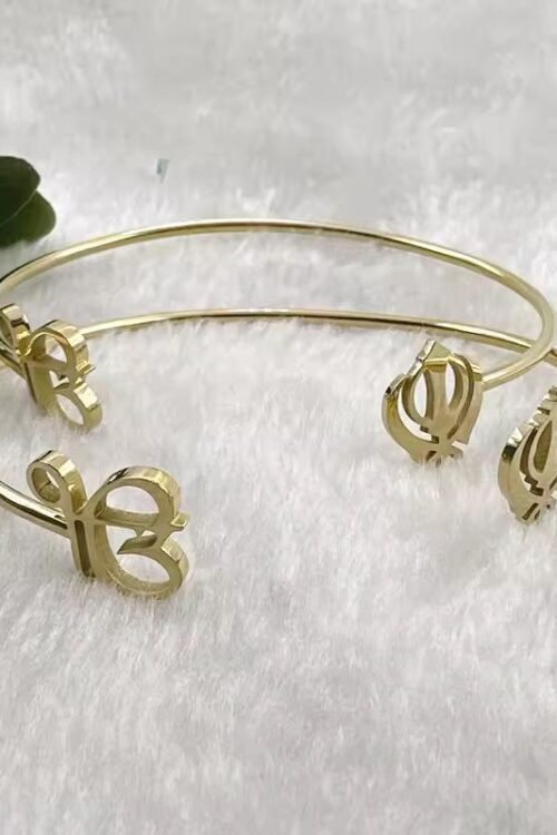 Ek Onkar and Khanda adjustable single line Bracelet in Stainless steel -BAN314